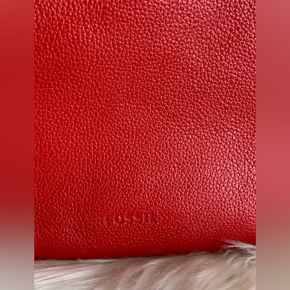 Fossil Crossbody Bag Burgundy/Red Cow Hide Leather - Picture 6 of 14